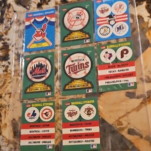Fleer 1989 Baseball Team Sticker Sheets - Green & Red Decorative Decals